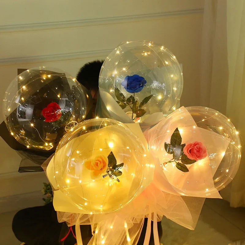 LED Luminous Balloon Rose Bouquet For Valentines