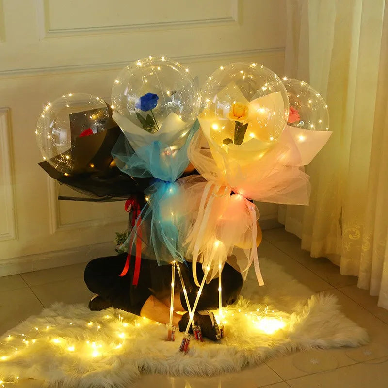 LED Luminous Balloon Rose Bouquet For Valentines