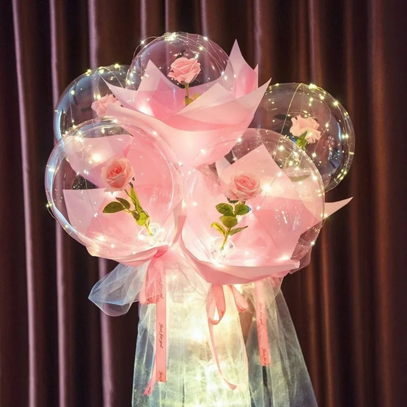 LED Luminous Balloon Rose Bouquet For Valentines