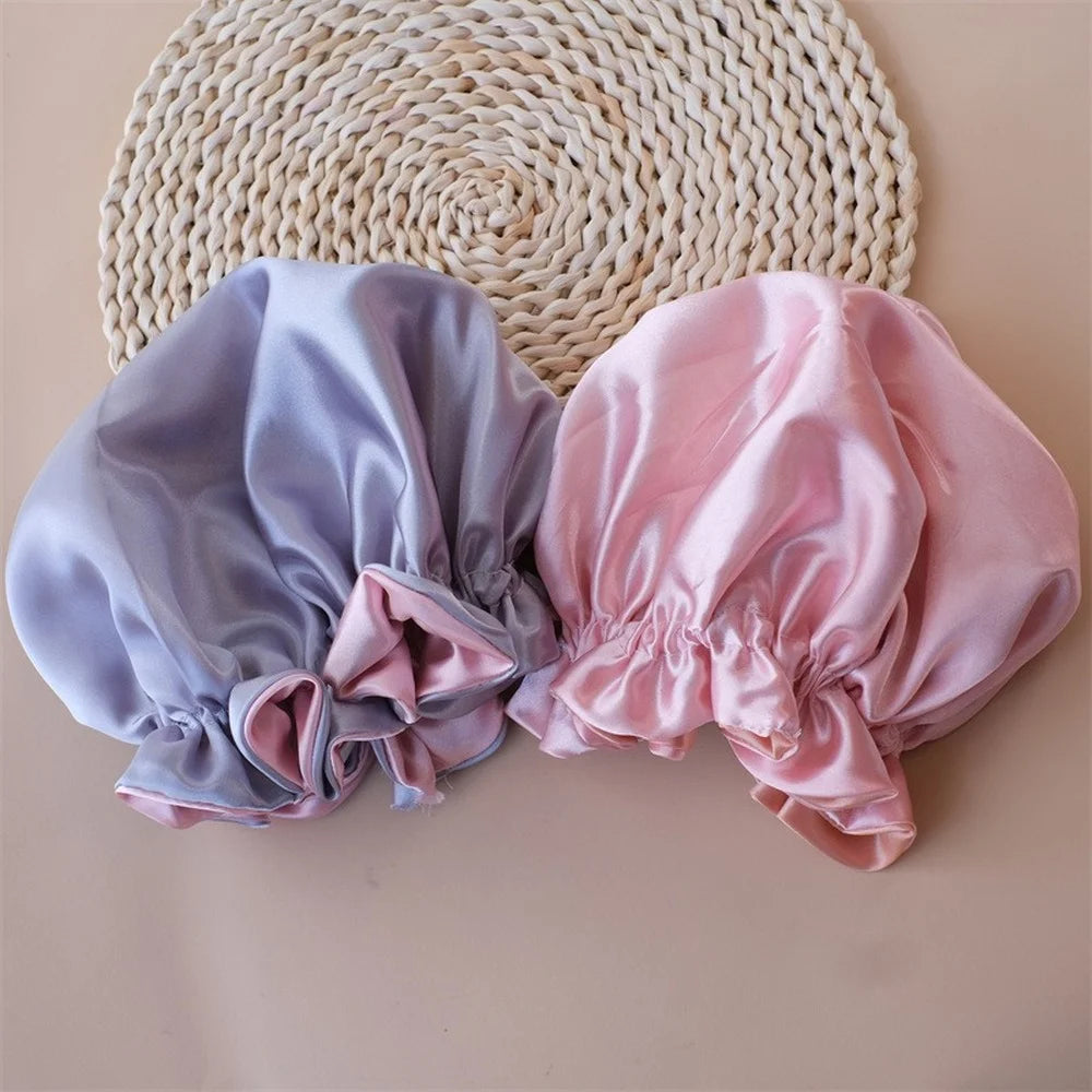 Big Bow Knot Sleep Night Cap Satin Hair Protect Hat Baby Girls Night Bonnet