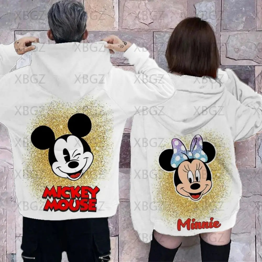 Couples 2024 Disney Jacket Woman Mickey Men's Hoodie Couple Outfit Hoodies Minnie Mouse Sweatshirts Children's Y2k Print