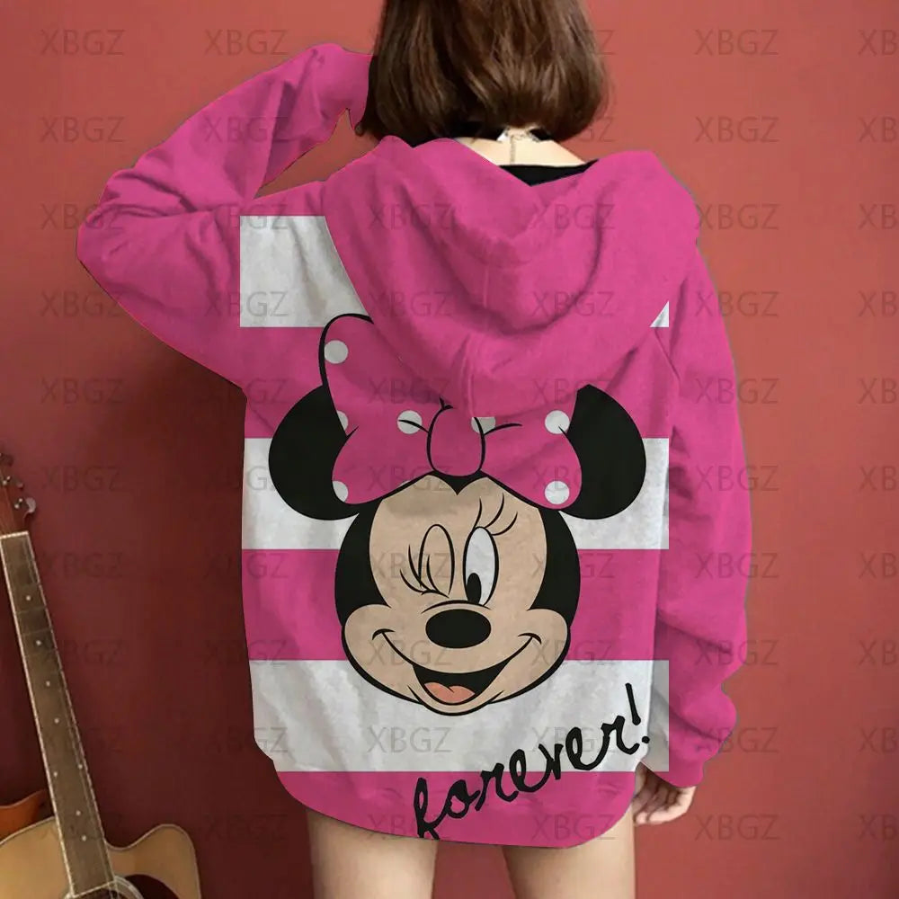 Couples 2024 Disney Jacket Woman Mickey Men's Hoodie Couple Outfit Hoodies Minnie Mouse Sweatshirts Children's Y2k Print