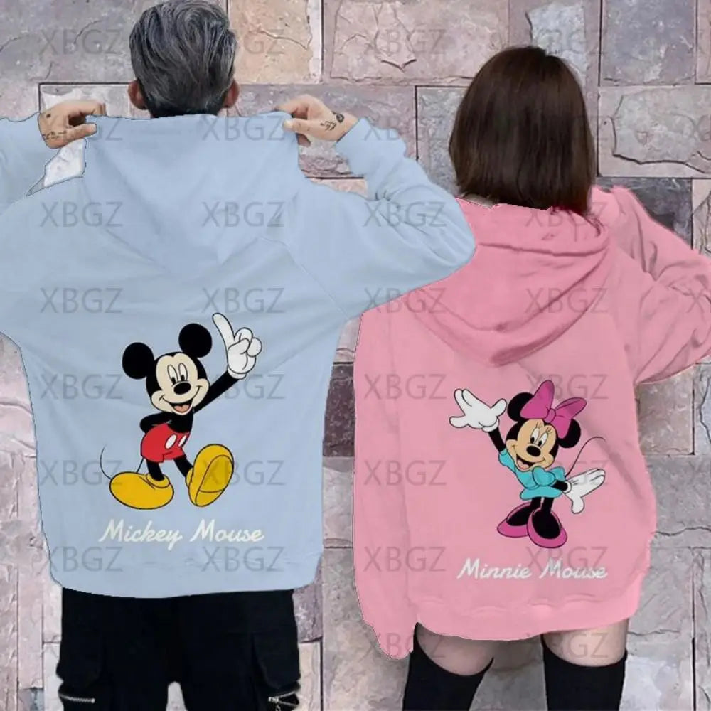 Couples 2024 Disney Jacket Woman Mickey Men's Hoodie Couple Outfit Hoodies Minnie Mouse Sweatshirts Children's Y2k Print