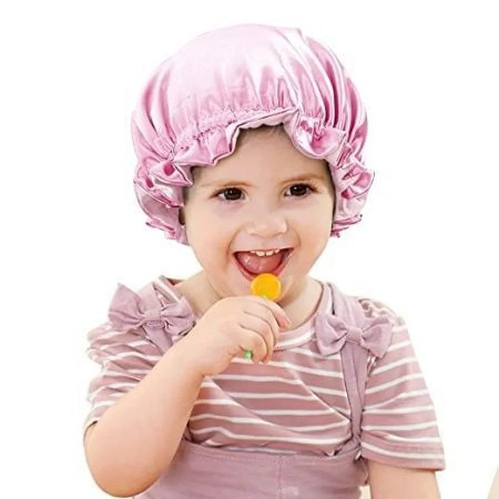 Big Bow Knot Sleep Night Cap Satin Hair Protect Hat Baby Girls Night Bonnet