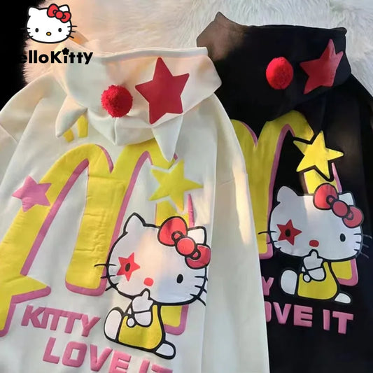 Hello Kitty Y2k Star Trendy Zip Up Women / Men Cartoon Versatile Jacket