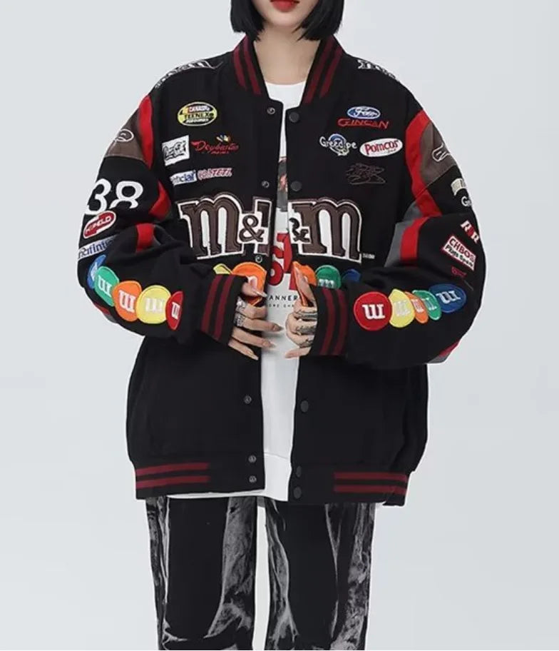 Unisex American Bombers Coat Spring Autumn Hip Hop High Street Varsity Racing unisex Jacket Long Sleeve Coat