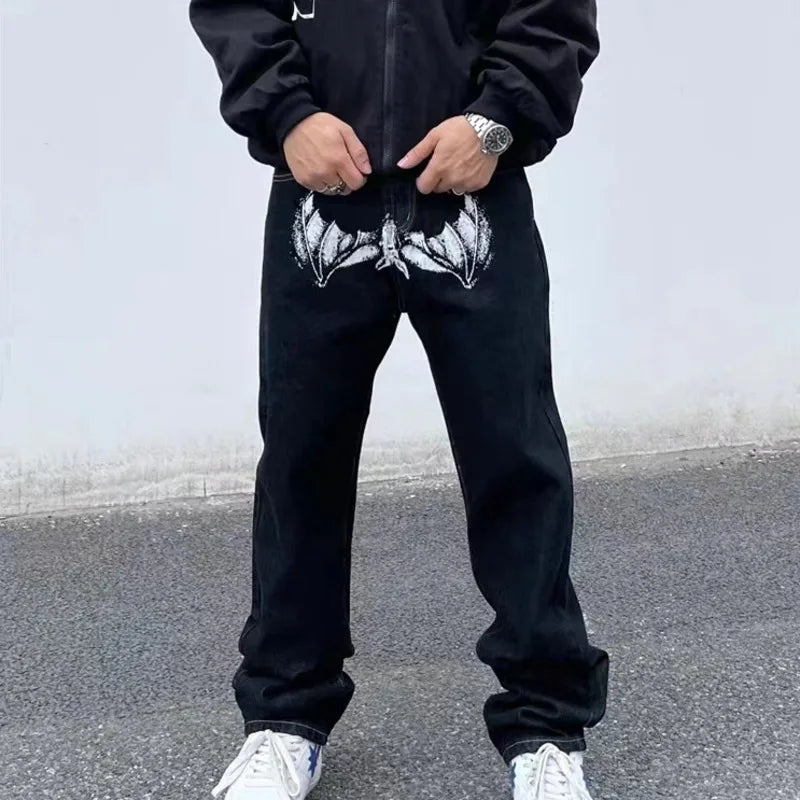 Y2K Micheal Myers Black Hip-hop Loose Straight Wide Leg Jean European And American Skull Printing Retro Harajuku Unisex Cargo Pant