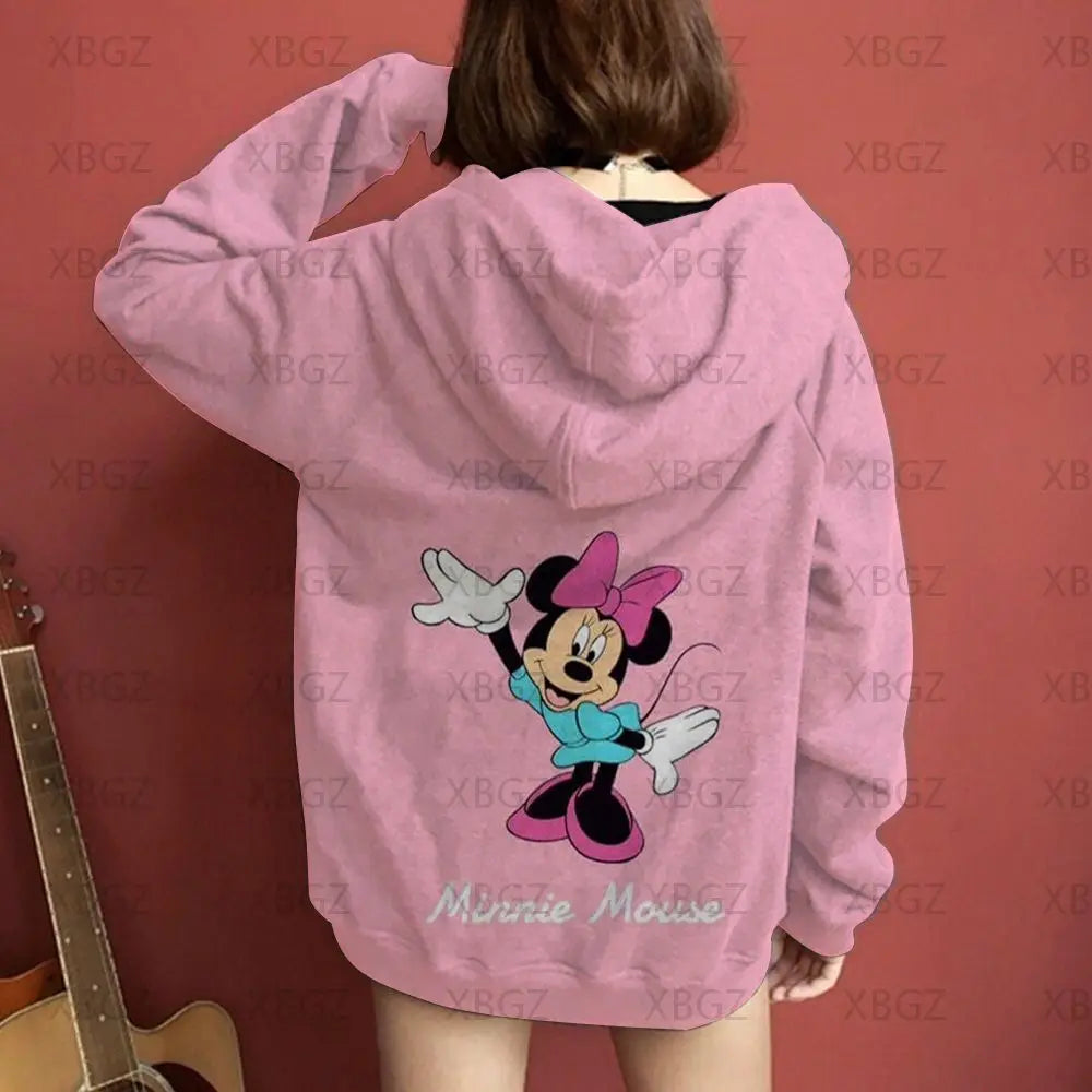 Couples 2024 Disney Jacket Woman Mickey Men's Hoodie Couple Outfit Hoodies Minnie Mouse Sweatshirts Children's Y2k Print