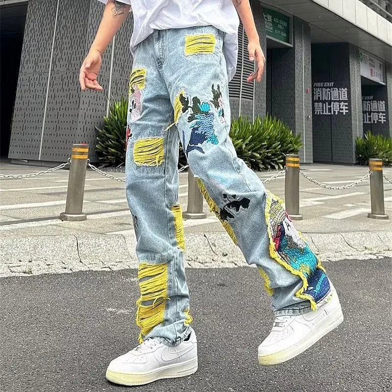 2024 Denim Stacked Y2K Baggy Ripped Jeans Pants For Men/ Women Denim Trousers