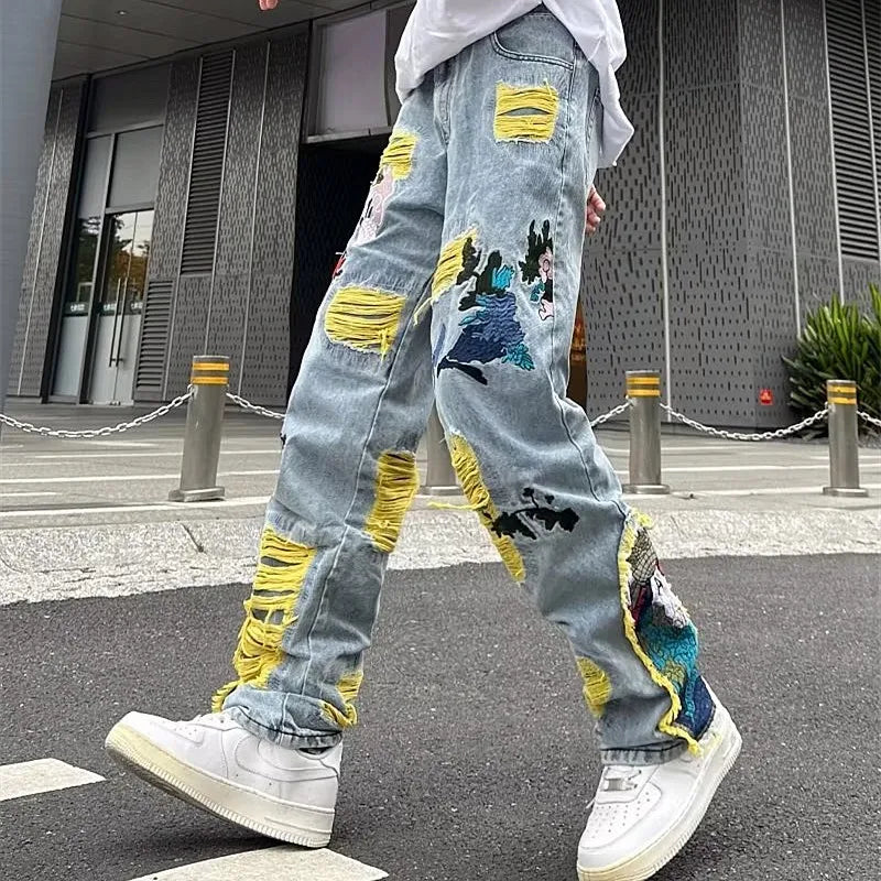 2024 Denim Stacked Y2K Baggy Ripped Jeans Pants For Men/ Women Denim Trousers