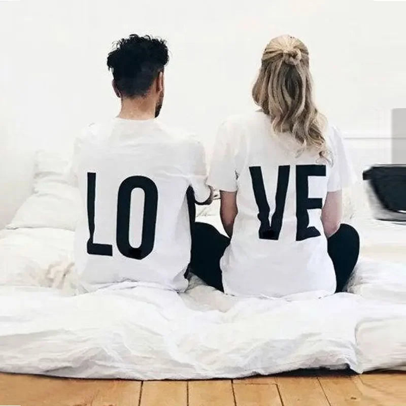 Funny Valentine Lovers Gifts White Red LO VE Print matching shirt For Couples