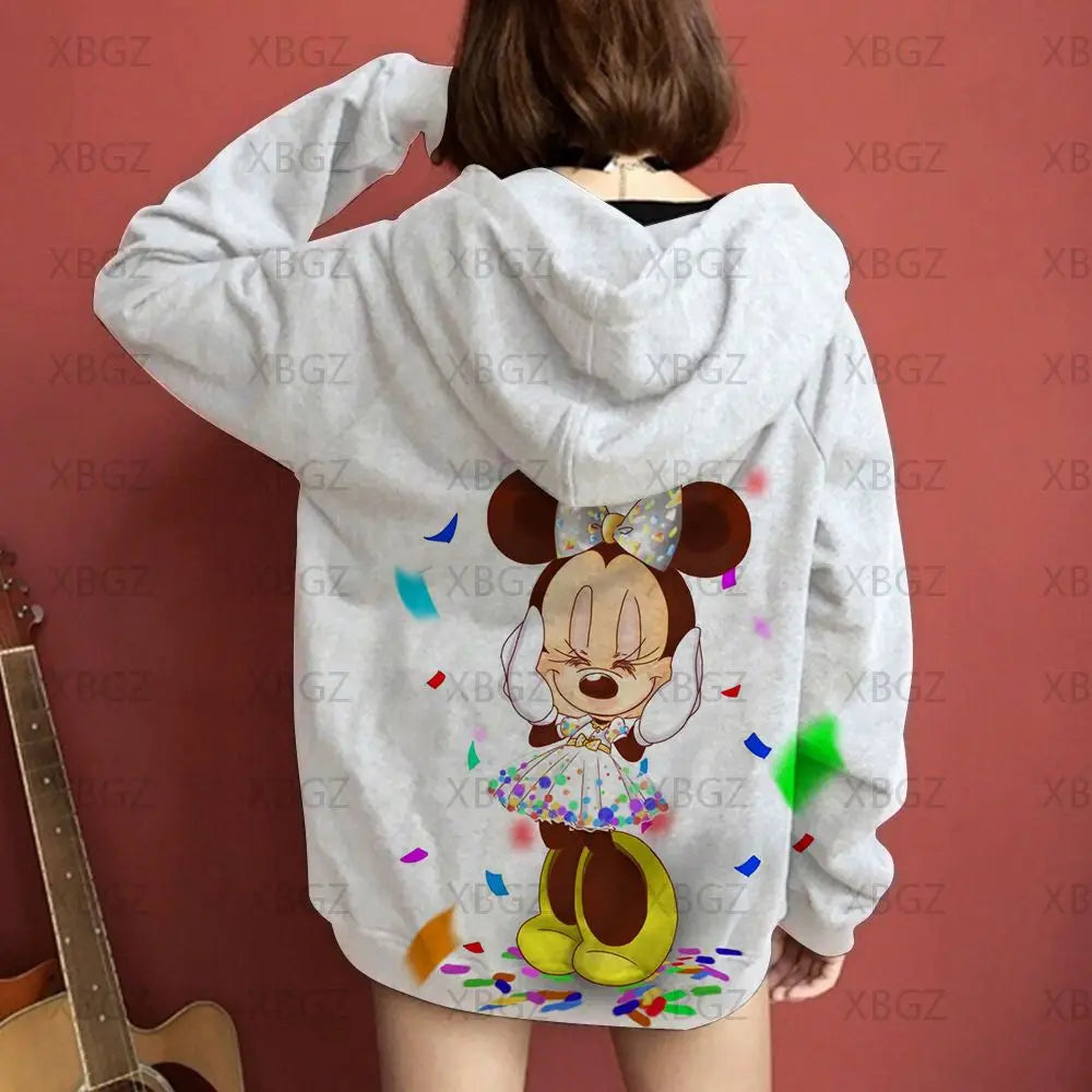 Couples 2024 Disney Jacket Woman Mickey Men's Hoodie Couple Outfit Hoodies Minnie Mouse Sweatshirts Children's Y2k Print