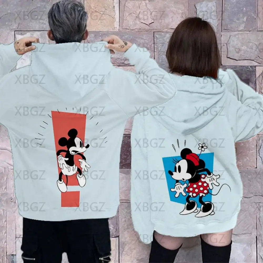 Couples 2024 Disney Jacket Woman Mickey Men's Hoodie Couple Outfit Hoodies Minnie Mouse Sweatshirts Children's Y2k Print