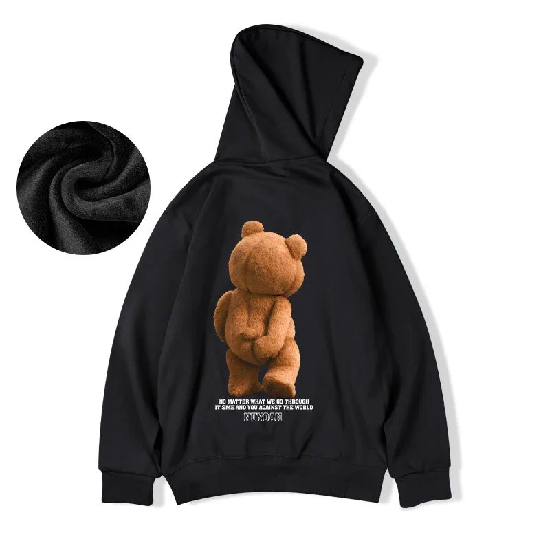 Autumn Funny Kawaii Bear Graphic Printed Hooded Hoodies  Hip Hop Streetwear Pocket Hooded Sweatshirts Y2K Vintage Hoodie