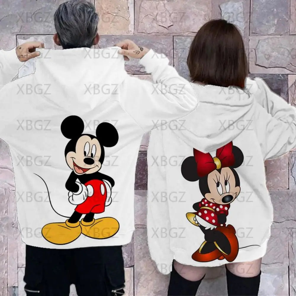 Couples 2024 Disney Jacket Woman Mickey Men's Hoodie Couple Outfit Hoodies Minnie Mouse Sweatshirts Children's Y2k Print