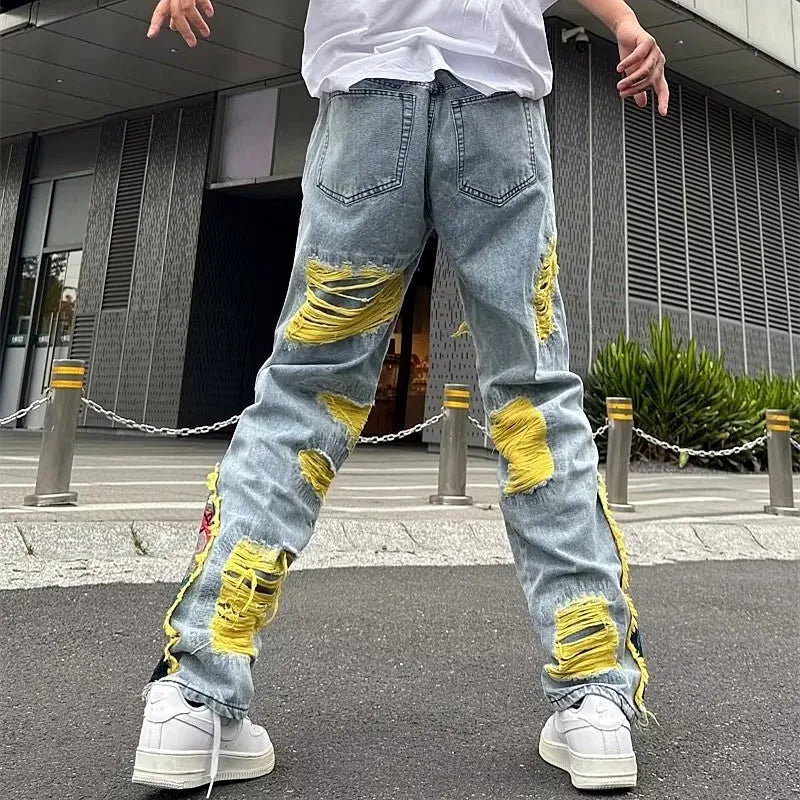 2024 Denim Stacked Y2K Baggy Ripped Jeans Pants For Men/ Women Denim Trousers