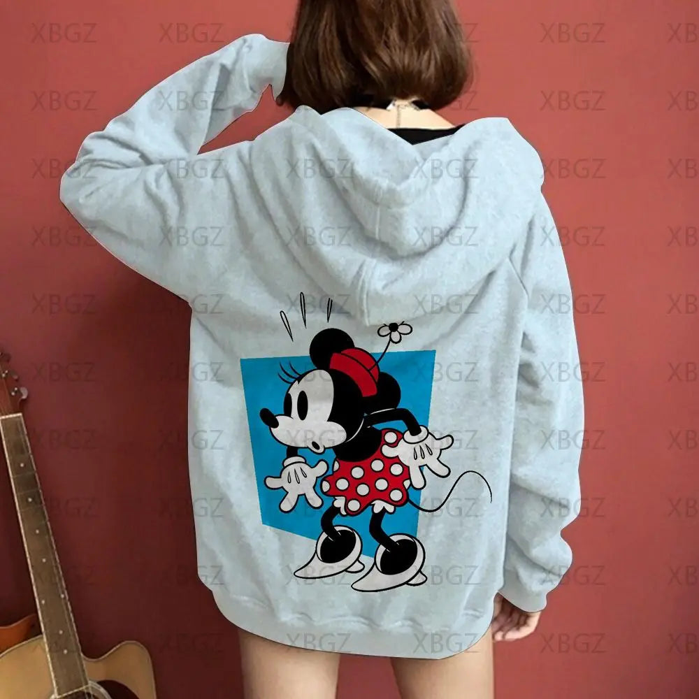 Couples 2024 Disney Jacket Woman Mickey Men's Hoodie Couple Outfit Hoodies Minnie Mouse Sweatshirts Children's Y2k Print