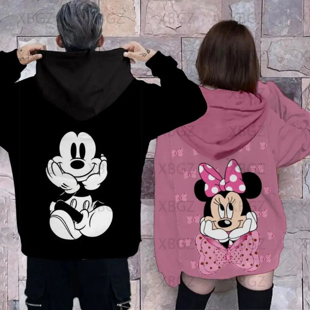 Couples 2024 Disney Jacket Woman Mickey Men's Hoodie Couple Outfit Hoodies Minnie Mouse Sweatshirts Children's Y2k Print