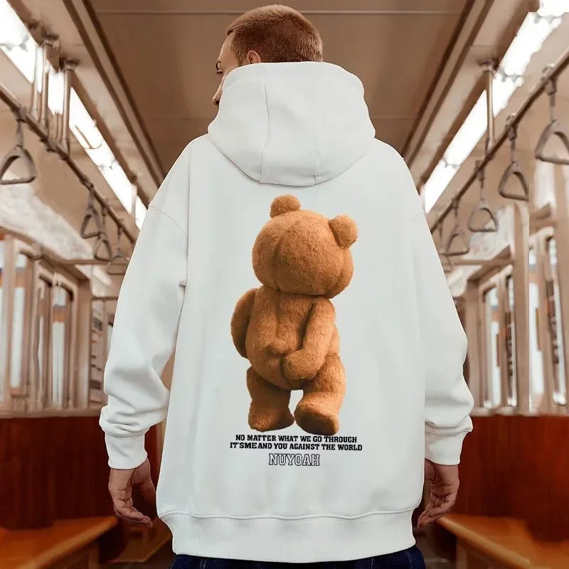 Autumn Funny Kawaii Bear Graphic Printed Hooded Hoodies  Hip Hop Streetwear Pocket Hooded Sweatshirts Y2K Vintage Hoodie