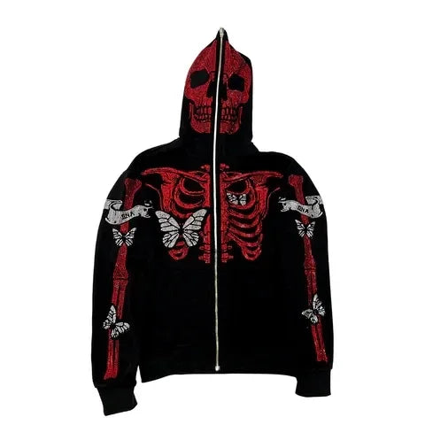 Women Men Y2K Fashion Hoodie Letter Graphics Print full zip Hip-hop Long Sleeve Top