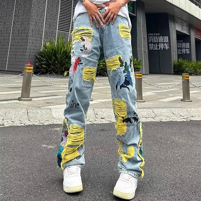 2024 Denim Stacked Y2K Baggy Ripped Jeans Pants For Men/ Women Denim Trousers