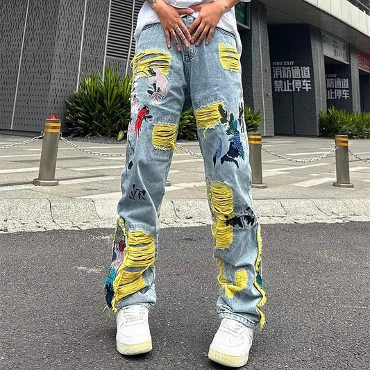 2024 Denim Stacked Y2K Baggy Ripped Jeans Pants For Men/ Women Denim Trousers