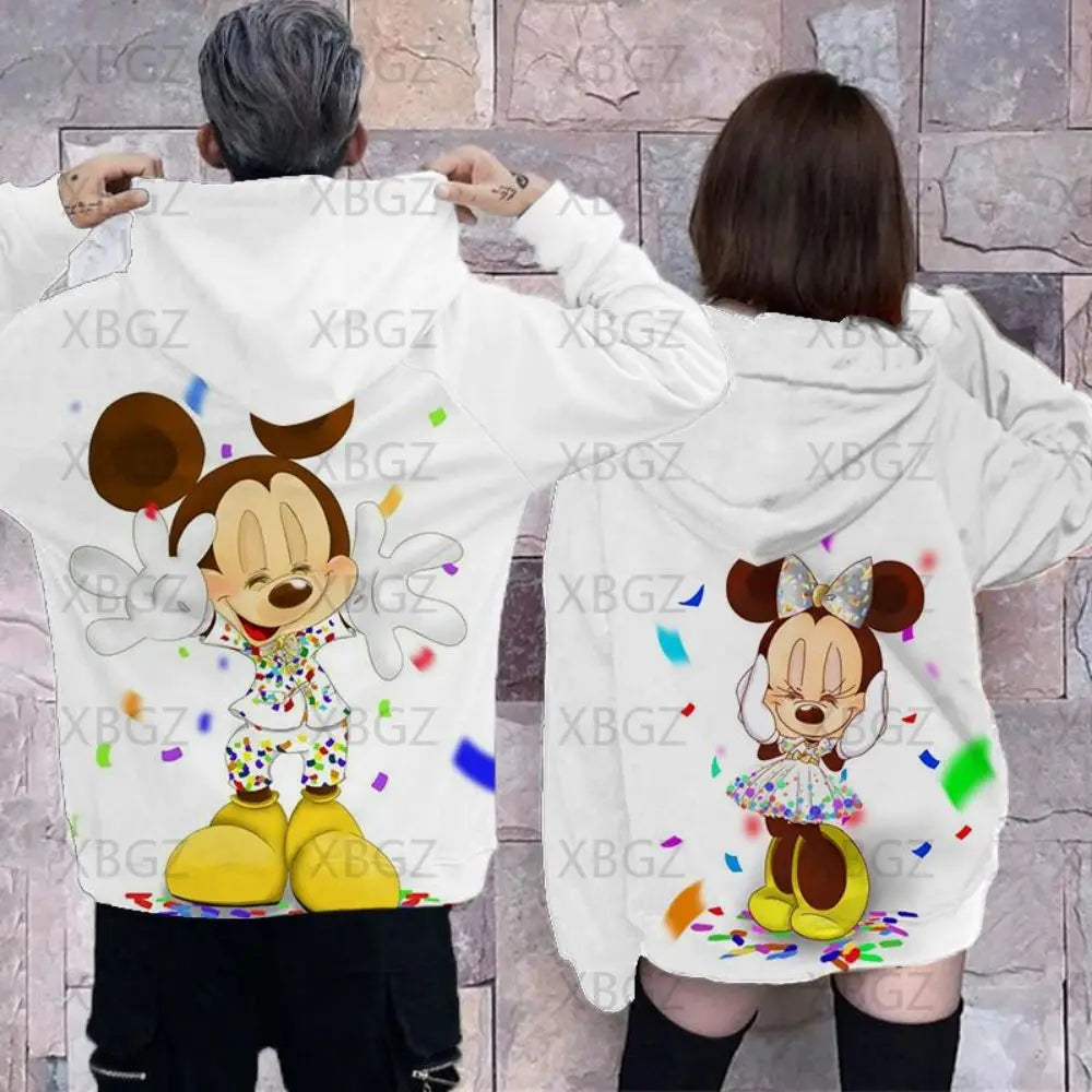 Couples 2024 Disney Jacket Woman Mickey Men's Hoodie Couple Outfit Hoodies Minnie Mouse Sweatshirts Children's Y2k Print