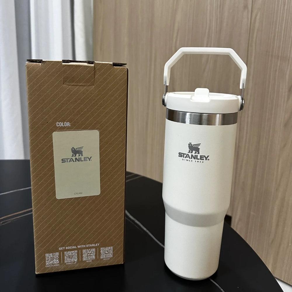 New Stanley 30oz/887ml STRAW CUP Leopard with Straw Lids Stainless Steel Coffee Termos Cup Car Mugs