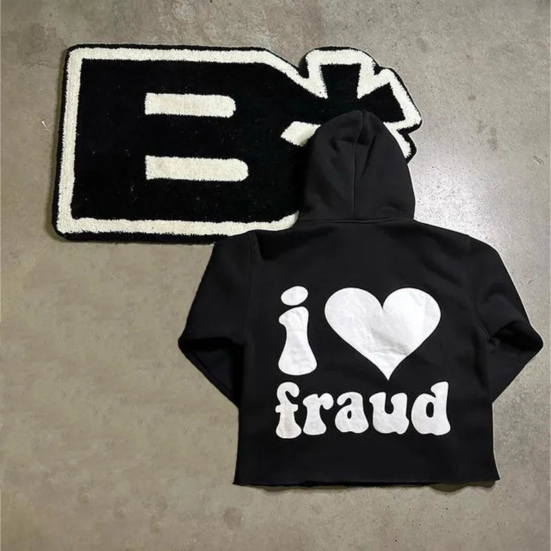 New Letter Printed Hoodies Y2K Autumn Retro Long Sleeve Harajuku Hip-hop Hooded Jackets Pullover