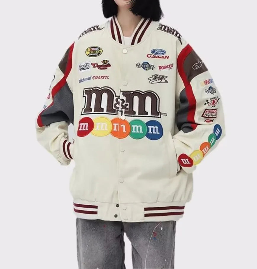 Unisex American Bombers Coat Spring Autumn Hip Hop High Street Varsity Racing unisex Jacket Long Sleeve Coat