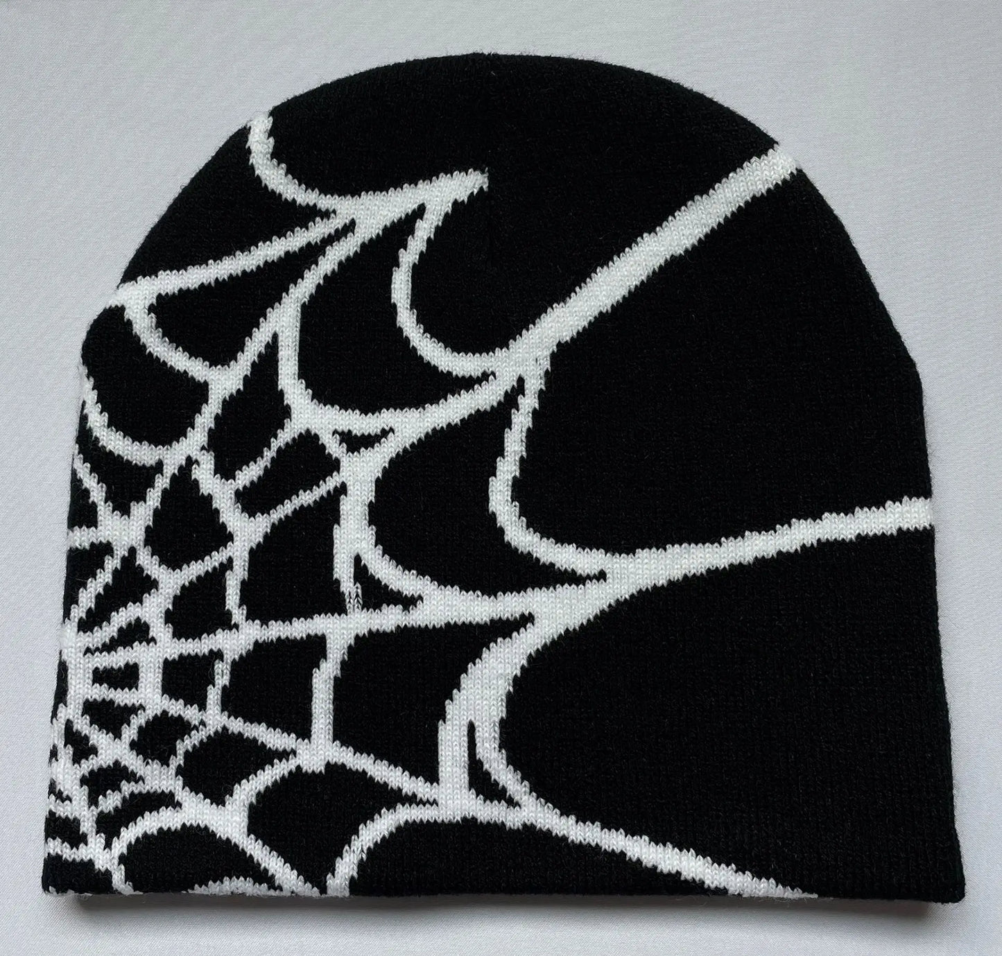 Unisex Spider Web Jacquard Beanie Caps Y2K Knitted Warm Elastic Knit Hat For Women/Men