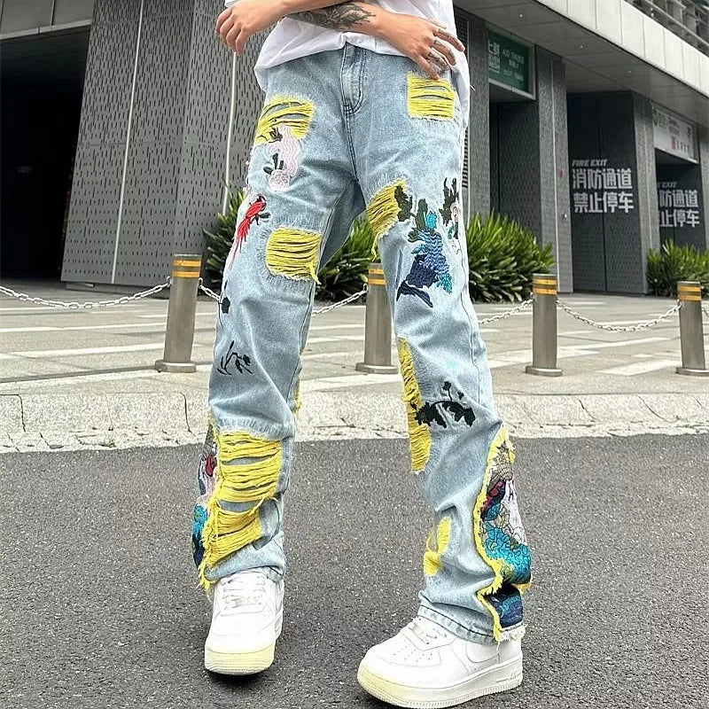 2024 Denim Stacked Y2K Baggy Ripped Jeans Pants For Men/ Women Denim Trousers